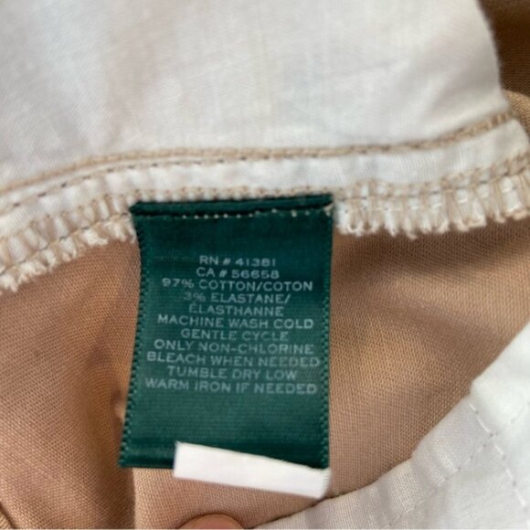 Ralph Lauren tan camel trousers pants flattering stretchy cotton classic size 14 - Picture 6 of 9